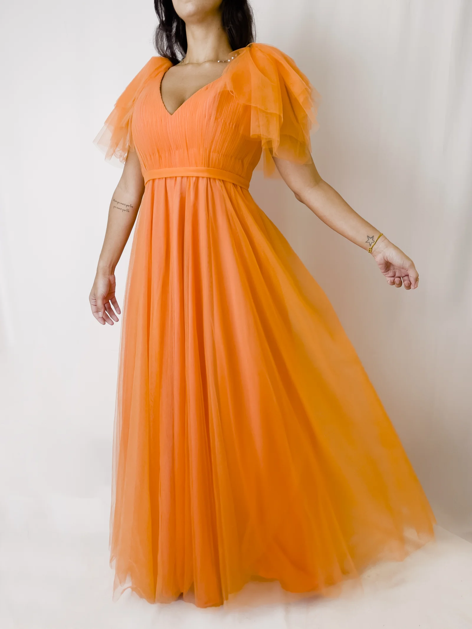 Vestido Longo Tule Laranja 42 - 2